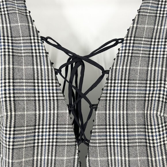 Martha Medeiros Plaid Lace Lace Up Neckline Maxi Dress - Picture 4 of 11